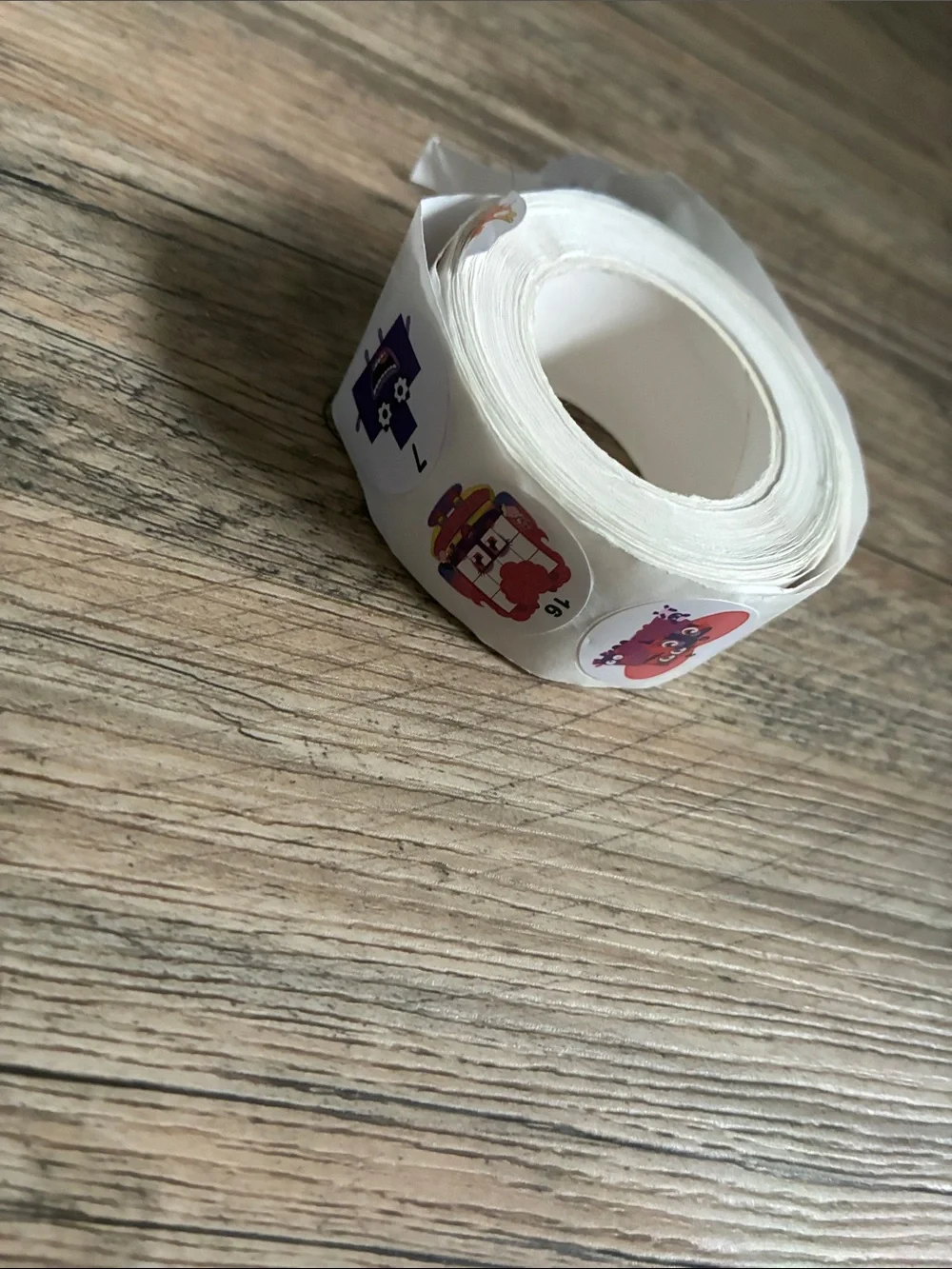 Roll of Kids Character Stickers - White Backing
